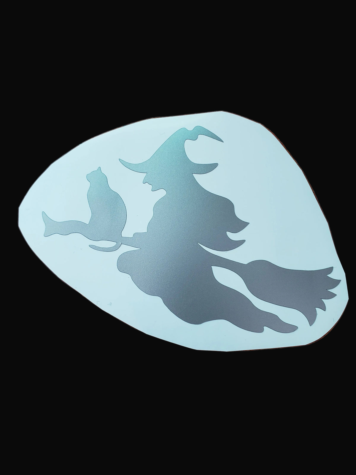 Broomstick Witch and Cat Permanent Vinyl Sticker